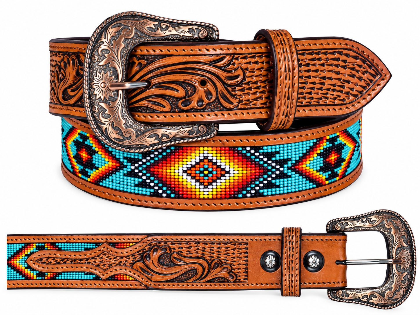 Sunrise Diamond Tribal Beaded Belt